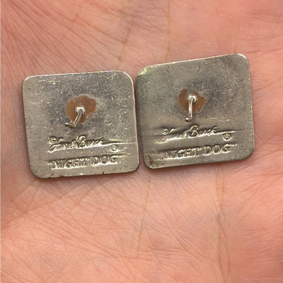 Laurel Burch Night Dog Aztec Square Stud Earrings Jewelry Collectible Cloisonne - Picture 7 of 7